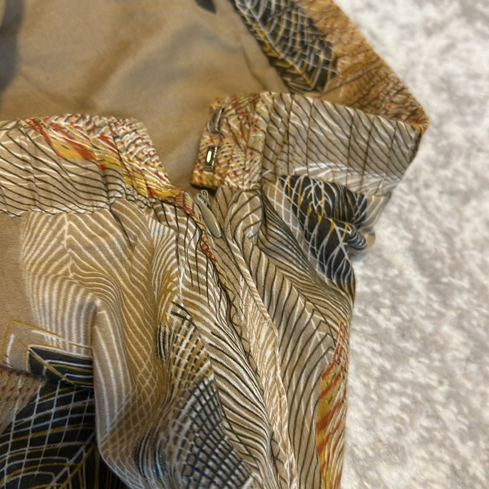 Anthropologie Fei 100% Cotton Feather Print Circle Skirt With Ribbon Trim Sz 6 - Picture 4 of 7